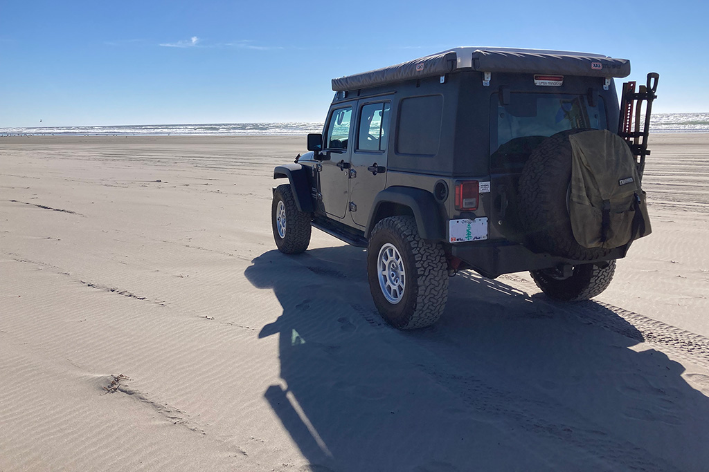 Driving on the beach near Ocean Park, Washington